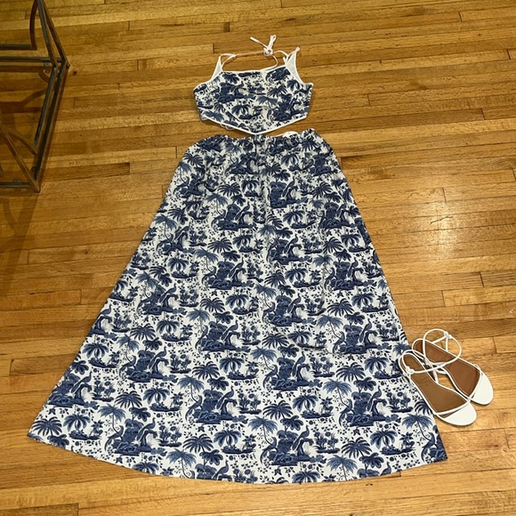 STAUD MYLA DRESS IN BLUE TOILE NWT - Picture 3 of 17